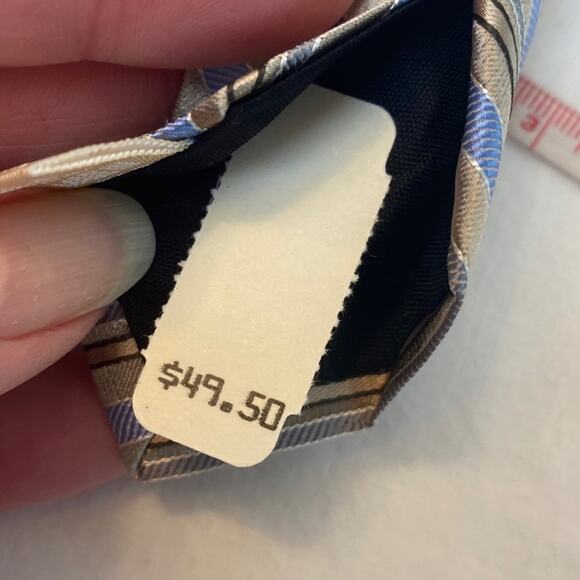 MICHAEL Michael Kors Imported Silk Tie Blue Tan - Picture 5 of 5